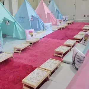 Locação de cabaninhas para festa do pijama infantil completa escolha seu tema em Piracicaba e região