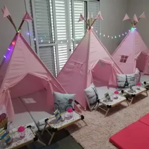 Festa do pijama infantil com locação de cabaninhas e tendas em Sumaré e região