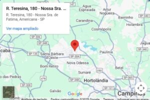 Mapa com endereço da Tia Rita Festas em Americana