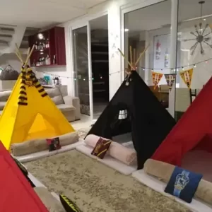 Festa do Pijama Infantil é com a Tia Rita Festas locação de cabaninhas completas