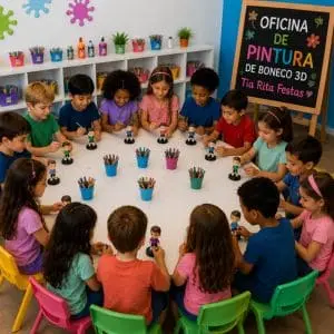 Lembrancinha finalizada na oficina de pintura de bonecos 3d personalizados com detalhes coloridos