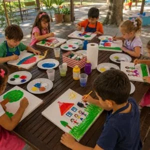 oficina infantil pintura tela tia rita festas com monitores