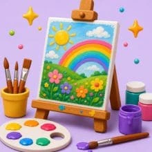 Oficina infantil pintura em tela da Tia Rita Festas